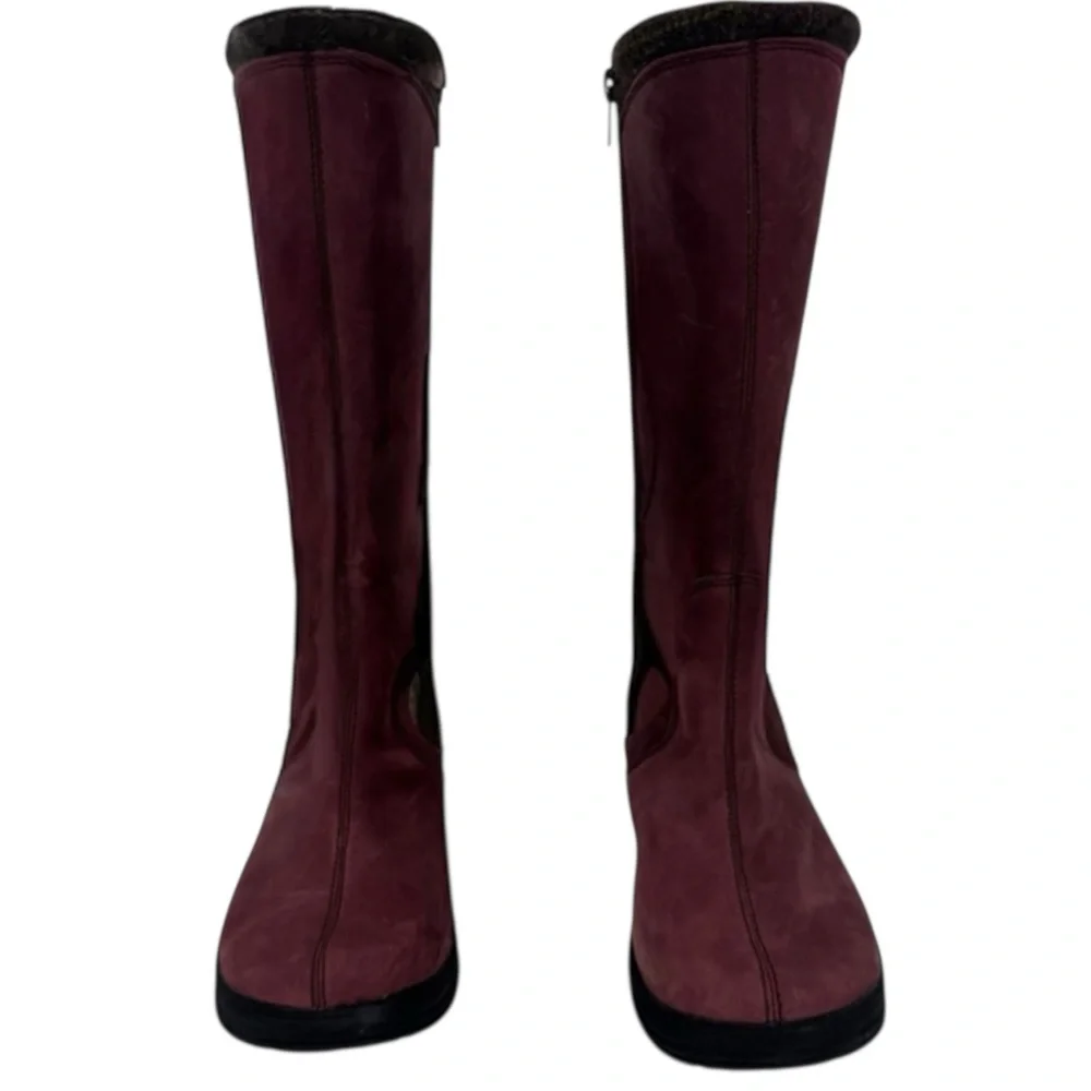 L.L. Bean North Haven Boots with Plaid Accents Burgundy Size 7